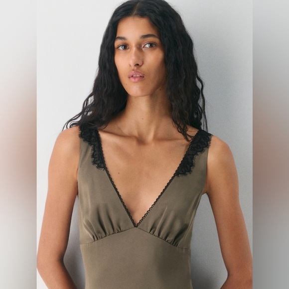 Wilfred Dresses & Skirts - Aritzia Wilfred Satin Slip Dress with Lace NWT Size 10